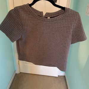 Grey quilted crop top